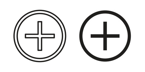 Obraz premium Plus icons in outline, flat style. Vector EPS