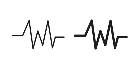 Pulse icons in outline, flat style. Vector EPS