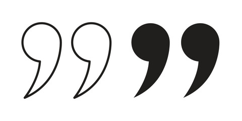 Quote right icons in outline, flat style. Vector EPS