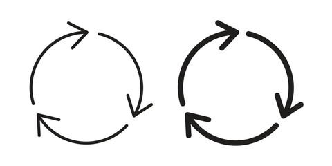 Recycle icons in outline, flat style. Vector EPS