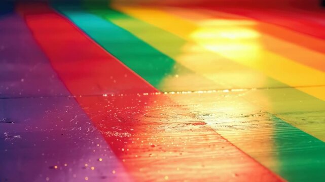 A colorful walkway filled with raindrops