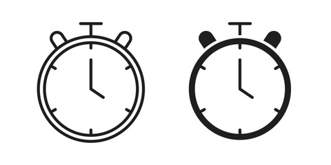 Stopwatch icons in outline, flat style. Vector EPS