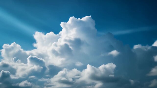 Sky full of puffy clouds with blue sky in background