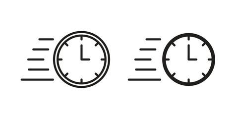 Time fast icons in outline, flat style. Vector EPS