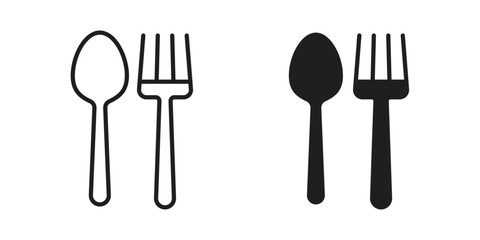 Utensils icons in outline, flat style. Vector EPS