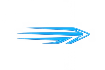 Blue neon speed arrow graphic showing fast motion, future technology, digital direction, and rapid progress movement