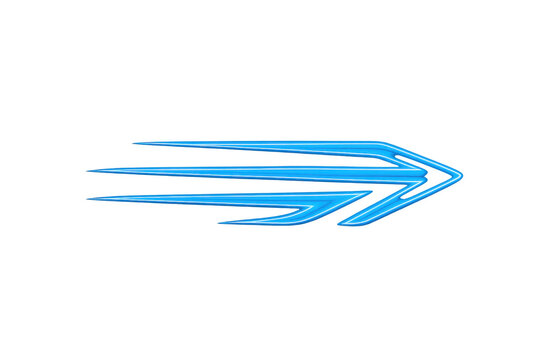 Blue neon speed arrow graphic showing fast motion, future technology, digital direction, and rapid progress movement - Powered by Adobe