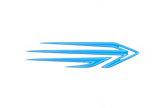 Blue neon speed arrow graphic showing fast motion, future technology, digital direction, and rapid progress movement