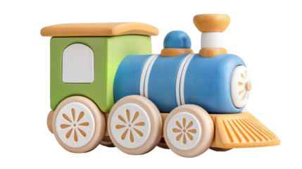 Colorful train spins on white