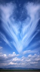 Fototapeta premium Unique Cloud Formation Resembling a Heart in Bright Blue Sky With Fluffy White Clouds