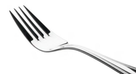 Polished Stainless Steel Dinner Fork On Black Background