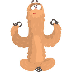 Naklejka premium A Cute Cartoon Sloth in a Yoga Pose on a Transparent Background Demonstrating Calmness and Relaxation