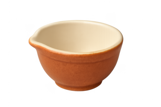 Empty ceramic bowl with pouring spout isolated