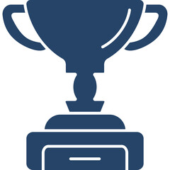 A Deep Blue Trophy Icon on a Transparent Background Representing Victory Achievement and Success in Competitions and Awards