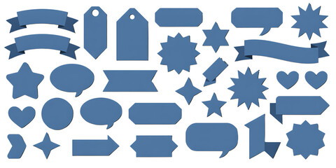 Blue Vector Design Elements Set – Banners, Tags, Speech Bubbles, Arrows, and Icons for UI and Graphic Projects
