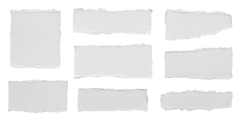 Torn Paper Pieces Set – Jagged Edge White Scrap Elements for Collage, Texture, and Digital Design