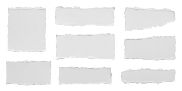 Torn Paper Pieces Set – Jagged Edge White Scrap Elements for Collage, Texture, and Digital Design