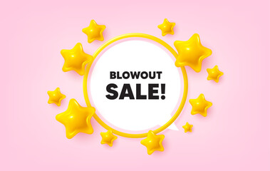 Blowout sale frame banner. Speech bubble offer. Blowout sale tag. Special offer price sign. Advertising discounts symbol. 3d stars glitter tag. Golden frame banner. Vector