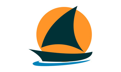 sailing ship logo design vector