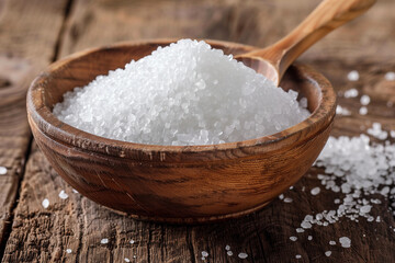 White crystalline erythritol sweetener in its pure form, showing fine texture and clean appearance, commonly used as a sugar alternative in modern cooking and baking.