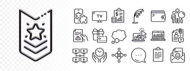 Inclusion, Safe time and Technical documentation line icons for web app. Glare of light effect. Message icon. Pack of Talk bubble, Gift card, Shoulder strap pictogram icons. Vector