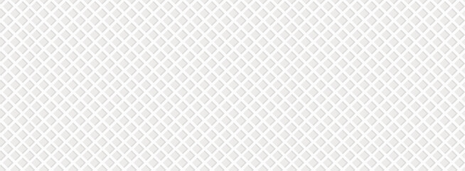 Waffle fabric pattern, white towel background. Wafer weave texture, cotton tissue material. Light gray linen structure, square tile. Geometric brick bg. Textile blank banner. Vector illustration