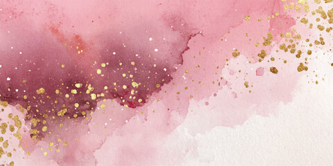 Soft pink watercolor texture with golden glitter accents and subtle blending for elegant backgrounds