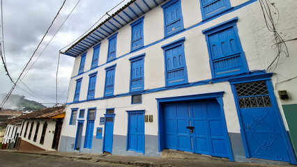 Salamina, Caldas - Colombia. October 6, 2025. Colonial-style facade. It is one of the 27 municipalities in the department.