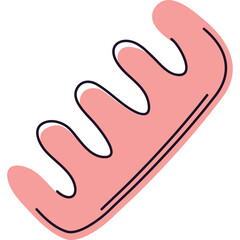 A Pink Comb With Black Outline And Transparent Background On White Isolated