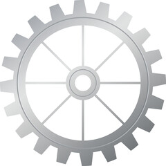 Obraz premium A Metallic Silver Gear With Intricate Spokes And A Transparent Background Symbolizing Industry And Engineering In A Clean Minimalist Style