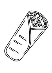 Minimal Line Art Shawarma Outline – Simple Vector Illustration