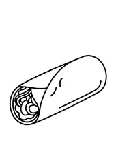 Minimal Line Art Shawarma Outline – Simple Vector Illustration