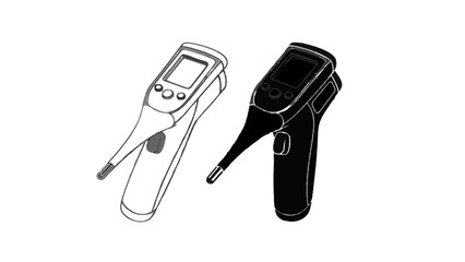 Obraz premium Vector illustration&nbsp;of two digital thermometers, one black and one white, on a transparent background