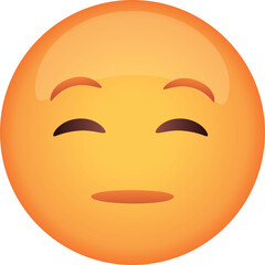 A Realistic 3D Rendering of an Orange Emoji Face with Closed Eyes and a Subtle Smile Conveying Calmness or Contentment on a Transparent Background