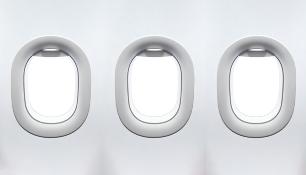 Add your own sky, clouds, or landscapes to these three airplane windows during your next travel adventure or vacation getaway