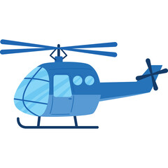 A simple blue cartoon helicopter with a transparent background suitable for vector graphics and design projects