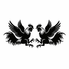 vector silhouette of two roosters fighting