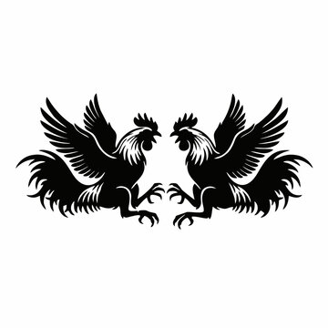 vector silhouette of two roosters fighting