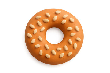 Obraz premium Round bread snack with almonds on transparent background