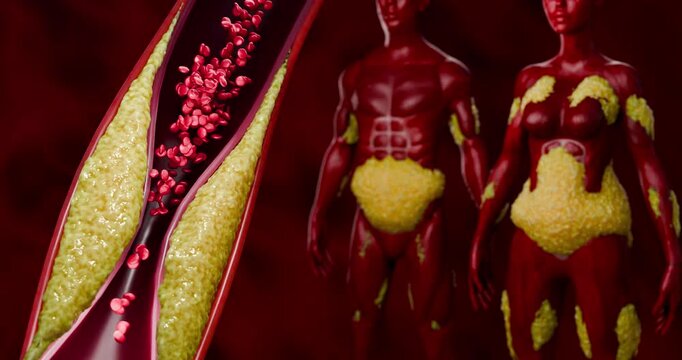 Health Concept of Obesity and Cardiovascular Risk from Visceral and Subcutaneous Fat Accumulation 3D Rendering
