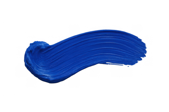 Blue paint brush stroke creating an abstract smear texture, cosmetic swatch or artistic background element on transparent - Powered by Adobe