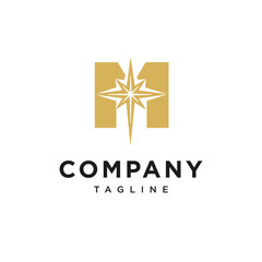 Letter M Star of Bethlehem Logo Icon Vector