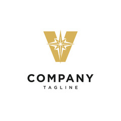 Letter V Star of Bethlehem Logo Icon Vector