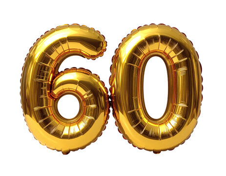 Celebrate a dazzling 60th milestone with these shiny gold balloon numbers for invitations, banners, and party decorations