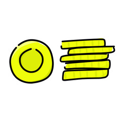 Flat vector illustration of stacked gold coins, simple and clean design perfect for money, finance, economy, and saving-themed graphics