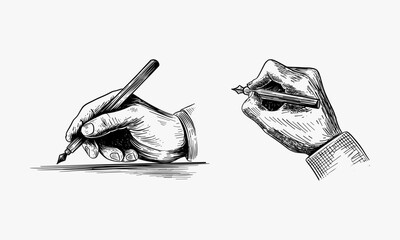 Hand writing with fountain pen. Retro design element. Vintage engraving stylized drawing. Vector illustration