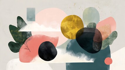 Summer Abstract Shapes Background &mdash; Minimal Design Template
