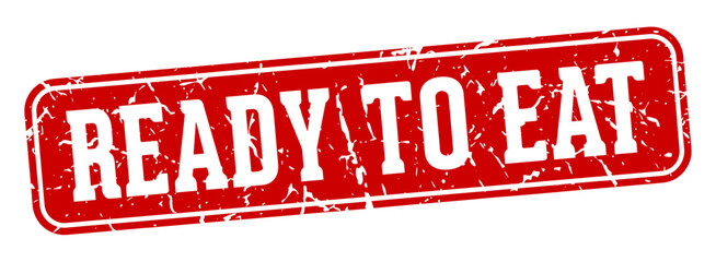 ready to eat rectangular sign. ready to eat stamp