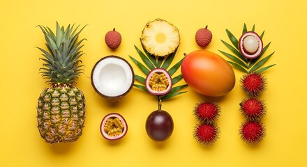 Tropical Fruits Pattern &mdash; Pineapple, Mango, Coconut, Watermelon