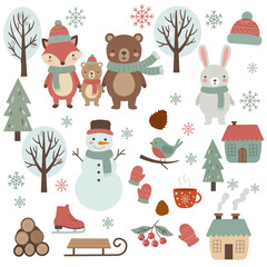 A collection of cute Christmas and New Year figurines